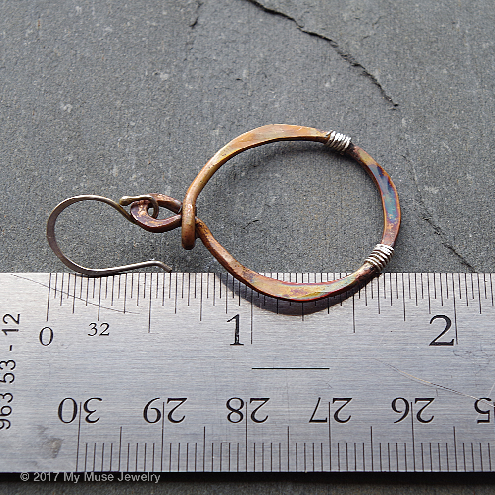 Rustic Boho Earrings, Rustic Hoop Earrings, Mixed Metal Earrings, Bronze Hoop Earrings, Unique Bronze Earrings, Bronze Tribal Earrings