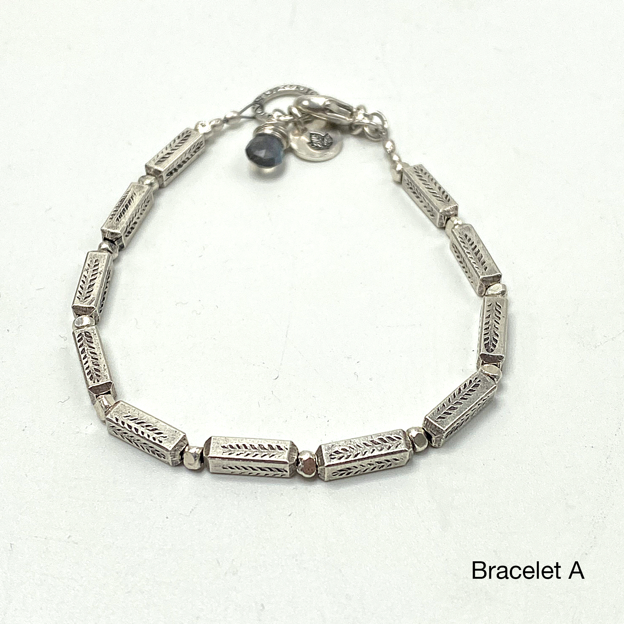 Sterling Silver Bracelet, Hill Tribe Silver, Tiny Bead Bracelet, Silver Bead Bracelet Set, Silver Leaf Bracelet, Dainty Silver Bracelets