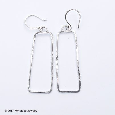 Geometric Sterling Silver Earrings, Contemporary Earrings, Open Rectangle Earrings, Sterling Silver Earrings Geometric, Minimalist Earrings
