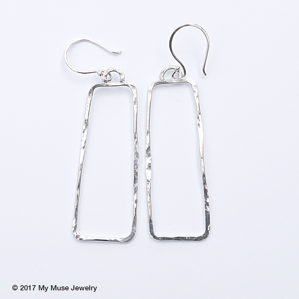 Geometric Sterling Silver Earrings, Contemporary Earrings, Open Rectangle Earrings, Sterling Silver Earrings Geometric, Minimalist Earrings