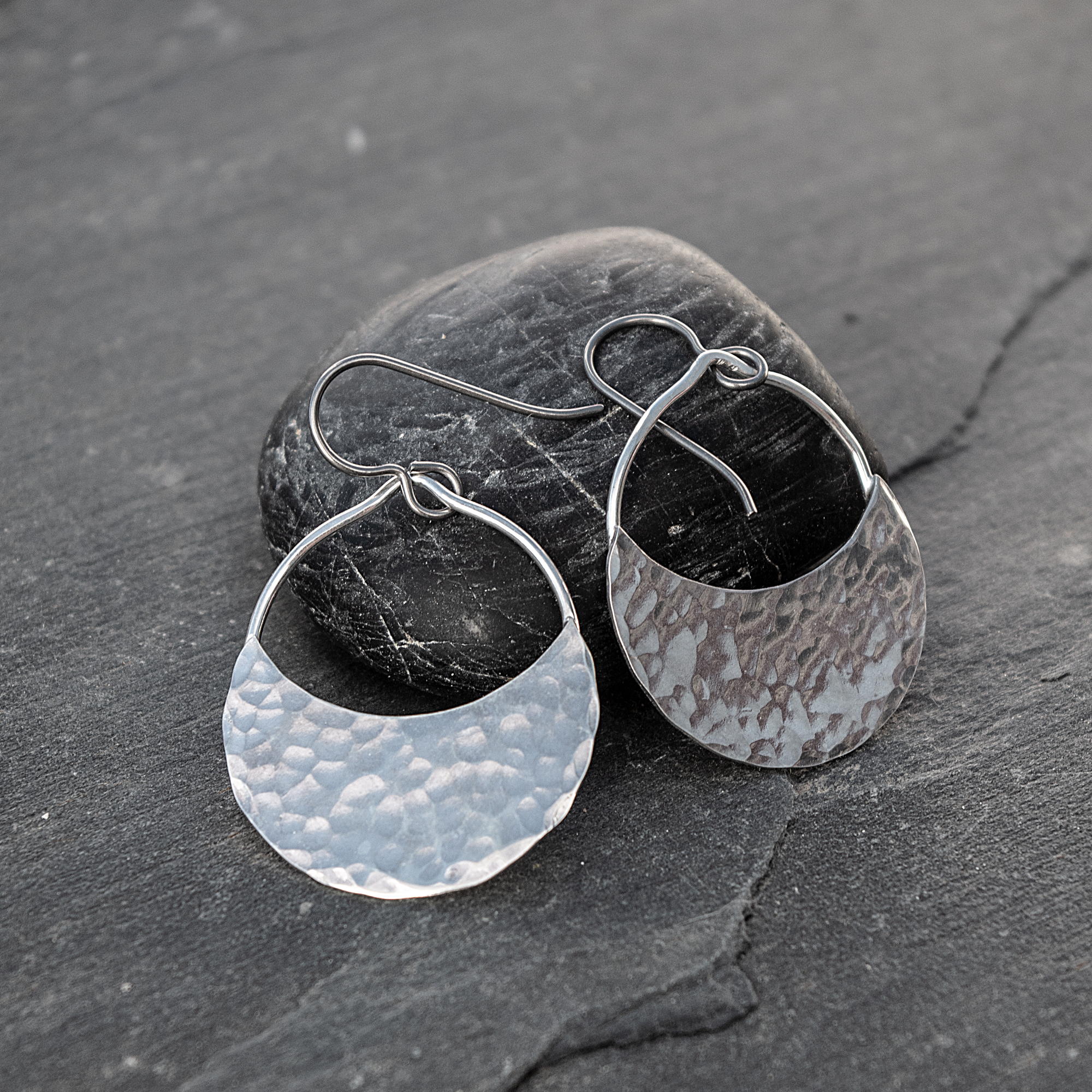 Sterling Silver Half Moon Earrings, Unique Handmade Jewelry, semi circle Half Moon Earrings, Half Circle Earrings, Crescent Earrings