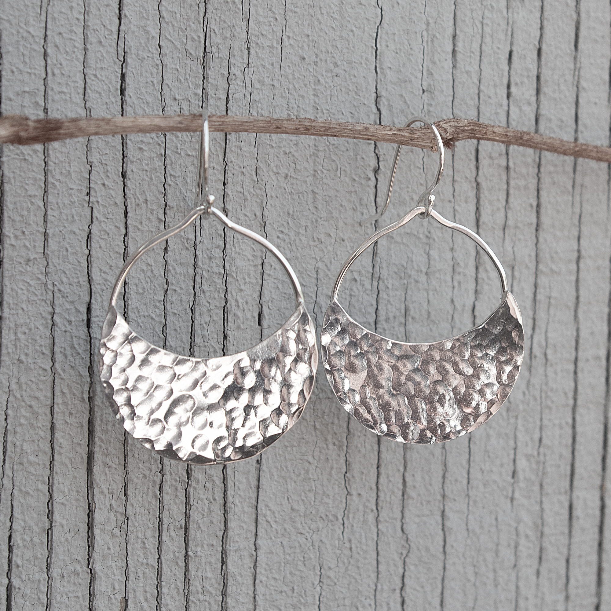 Sterling Silver Half Moon Earrings, Unique Handmade Jewelry, semi circle Half Moon Earrings, Half Circle Earrings, Crescent Earrings