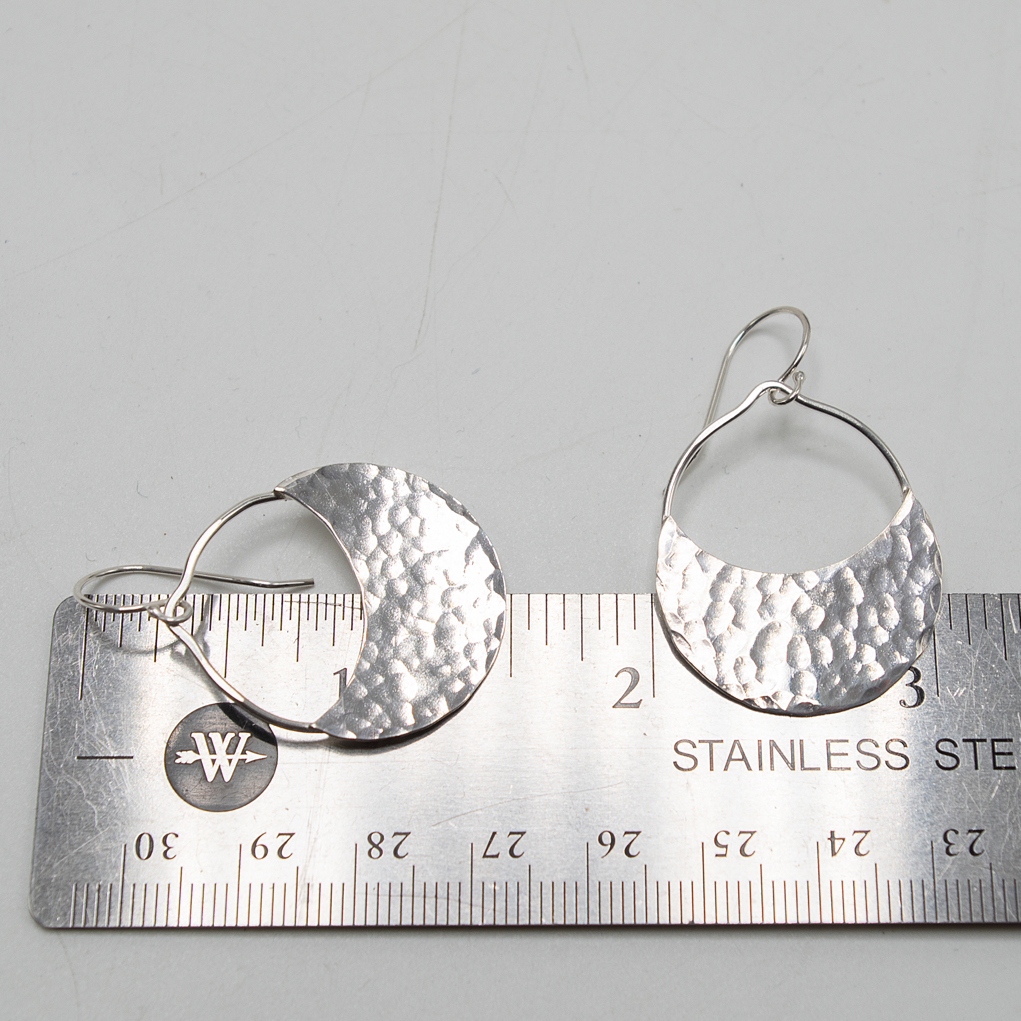 Sterling Silver Half Moon Earrings, Unique Handmade Jewelry, semi circle Half Moon Earrings, Half Circle Earrings, Crescent Earrings