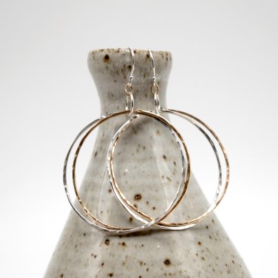 Lightweight Hoops, Double Hoop Earrings, Thin Wire Hoops, Oversized Hoops, Gold Thin Hoops, Two Tone Earrings, Large Silver Hoops