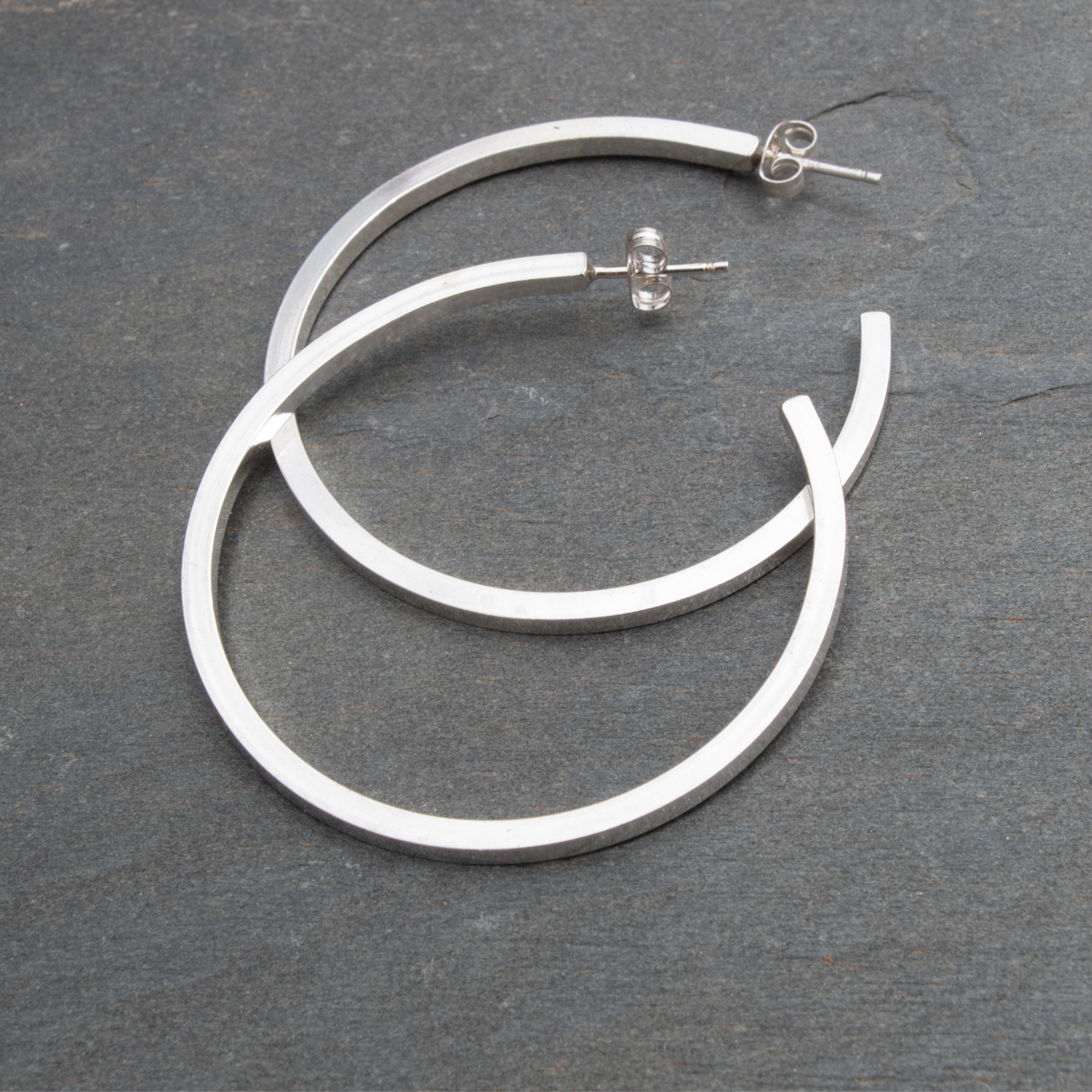 Silver Hoop Earrings, Big Silver Hoop Earrings, Square Wire Hoop Earrings, Sterling Silver Large Hoop Earrings, Thick Silver Hoops