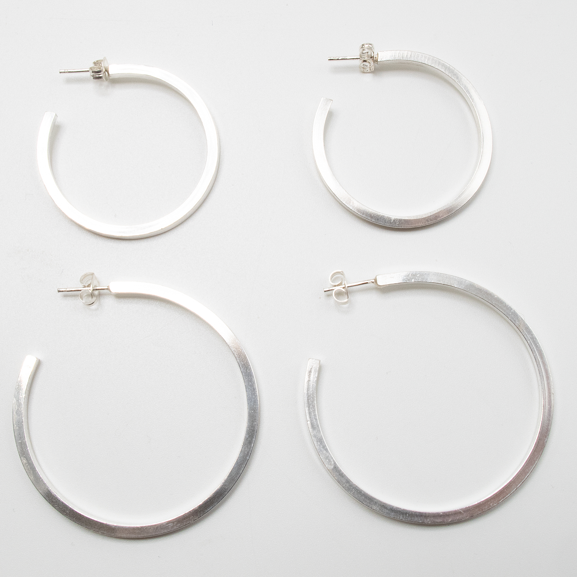 Silver Hoop Earrings, Big Silver Hoop Earrings, Square Wire Hoop Earrings, Sterling Silver Large Hoop Earrings, Thick Silver Hoops - Image 6