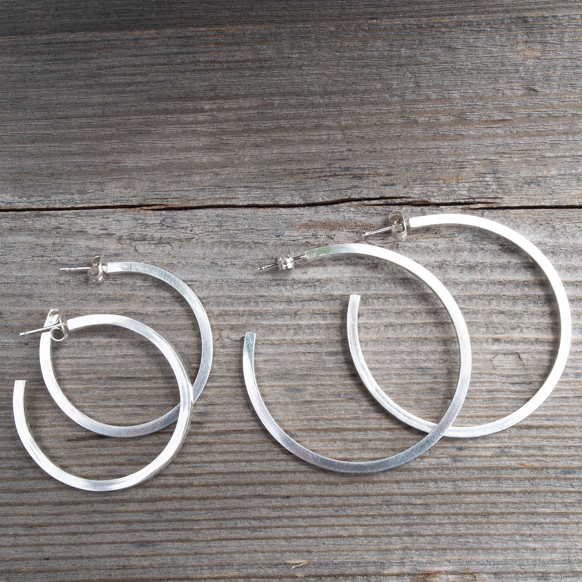 Silver Hoop Earrings, Big Silver Hoop Earrings, Square Wire Hoop Earrings, Sterling Silver Large Hoop Earrings, Thick Silver Hoops - Image 4