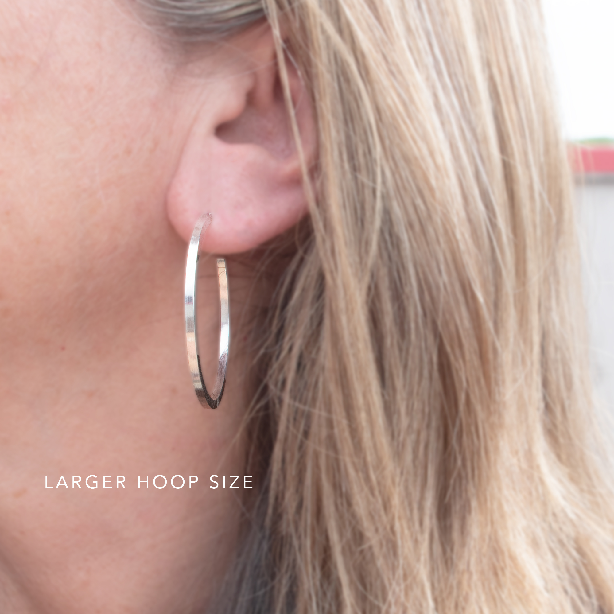 Silver Hoop Earrings, Big Silver Hoop Earrings, Square Wire Hoop Earrings, Sterling Silver Large Hoop Earrings, Thick Silver Hoops - Image 8