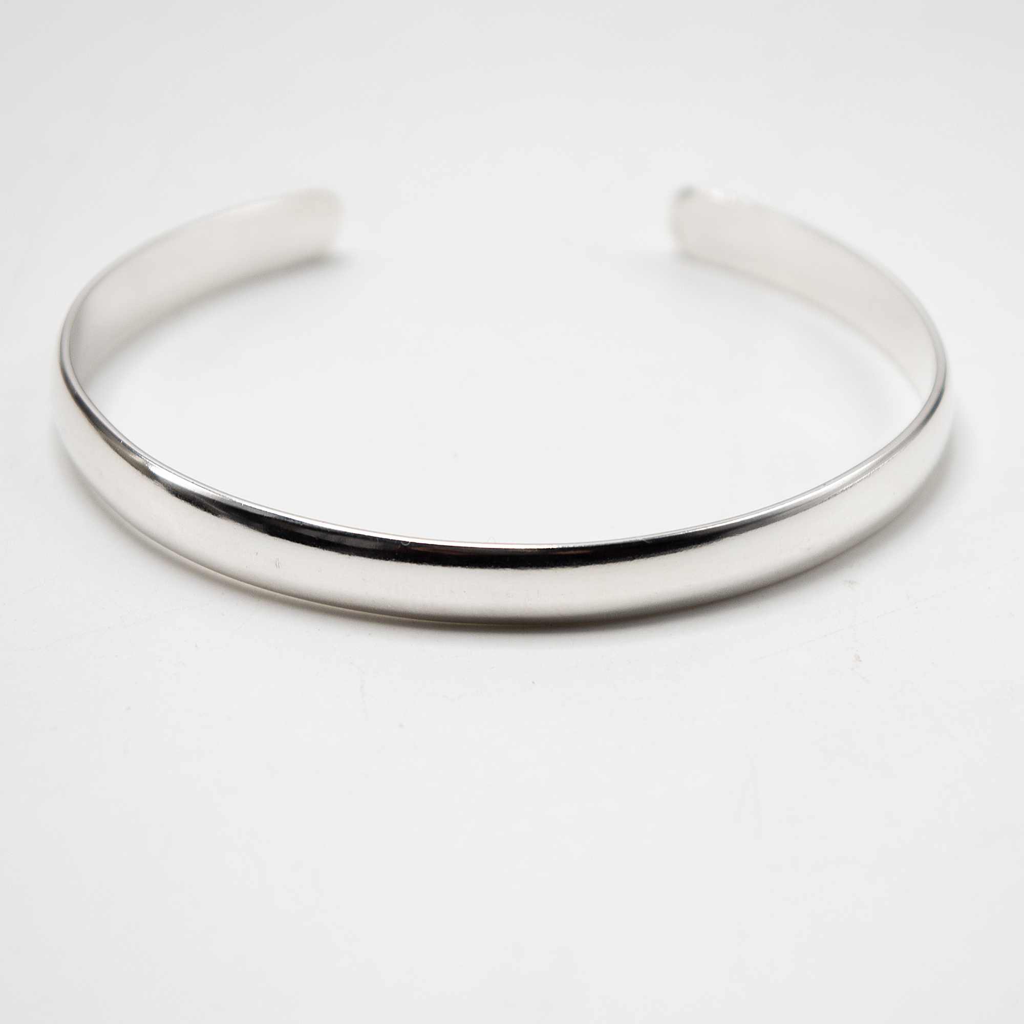 Sterling Silver Open Cuff Bracelet, 7mm wide Plain Bangles, Silver Cuff Bracelet for Women, Simple Cuff Bracelet, metal bangle bracelet