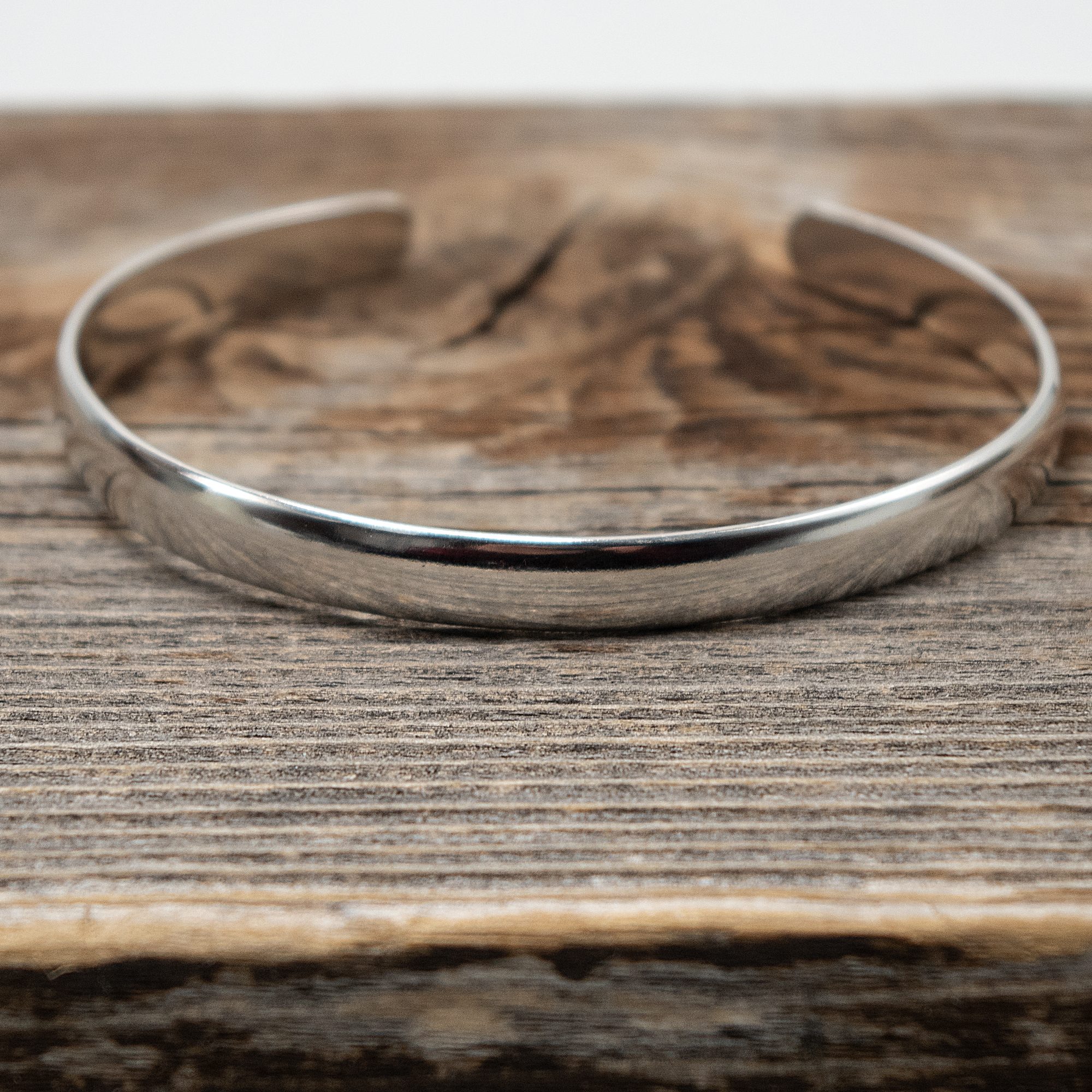 Sterling Silver Open Cuff Bracelet, 7mm wide Plain Bangles, Silver Cuff Bracelet for Women, Simple Cuff Bracelet, metal bangle bracelet