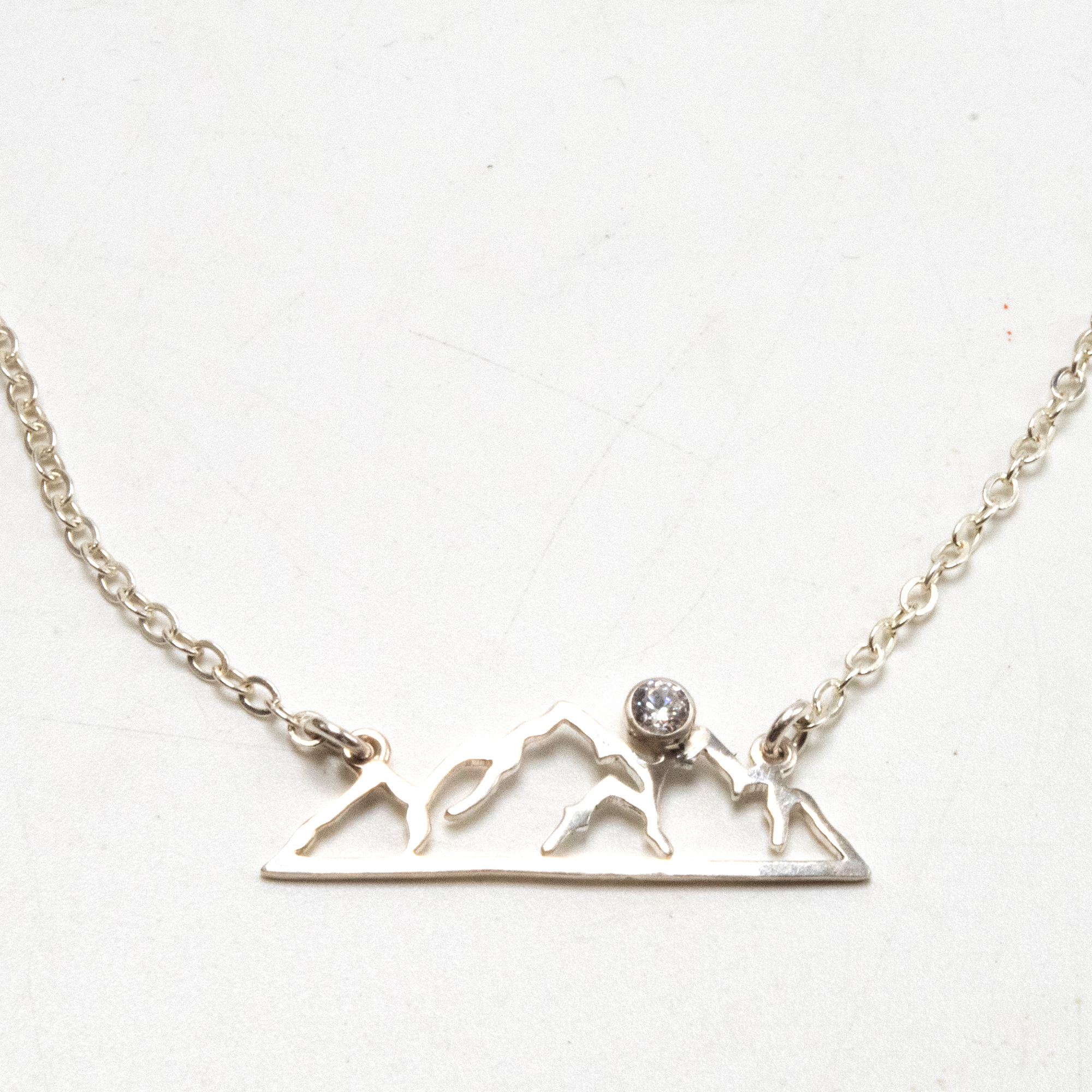 Silver Mountain Necklace, Bezel Set Sterling Silver Mountain Bar Necklace for Outdoor Lovers, Sterling Silver Mountain Necklace, Wanderlust Necklace - Image 4