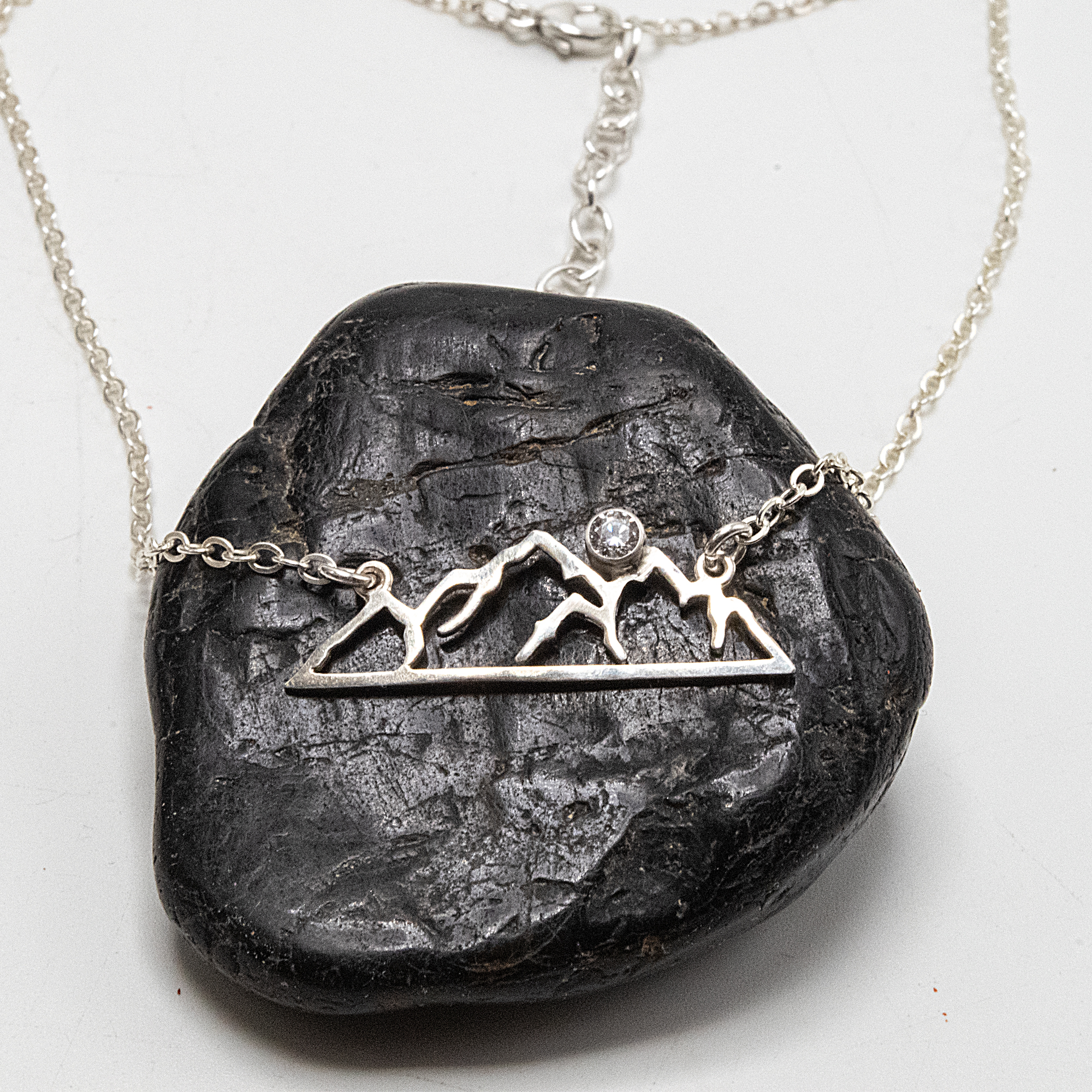 Silver Mountain Necklace, Bezel Set Sterling Silver Mountain Bar Necklace for Outdoor Lovers, Sterling Silver Mountain Necklace, Wanderlust Necklace - Image 3
