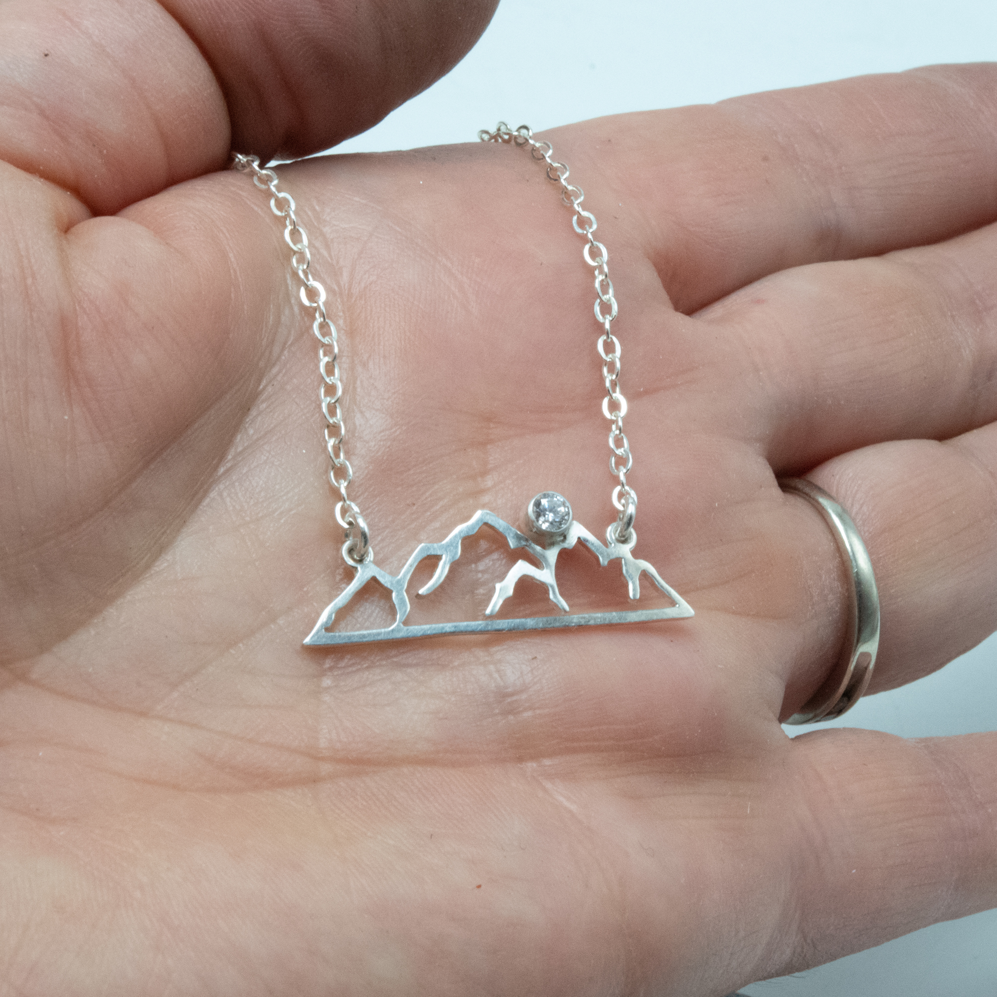 Silver Mountain Necklace, Bezel Set Sterling Silver Mountain Bar Necklace for Outdoor Lovers, Sterling Silver Mountain Necklace, Wanderlust Necklace - Image 7