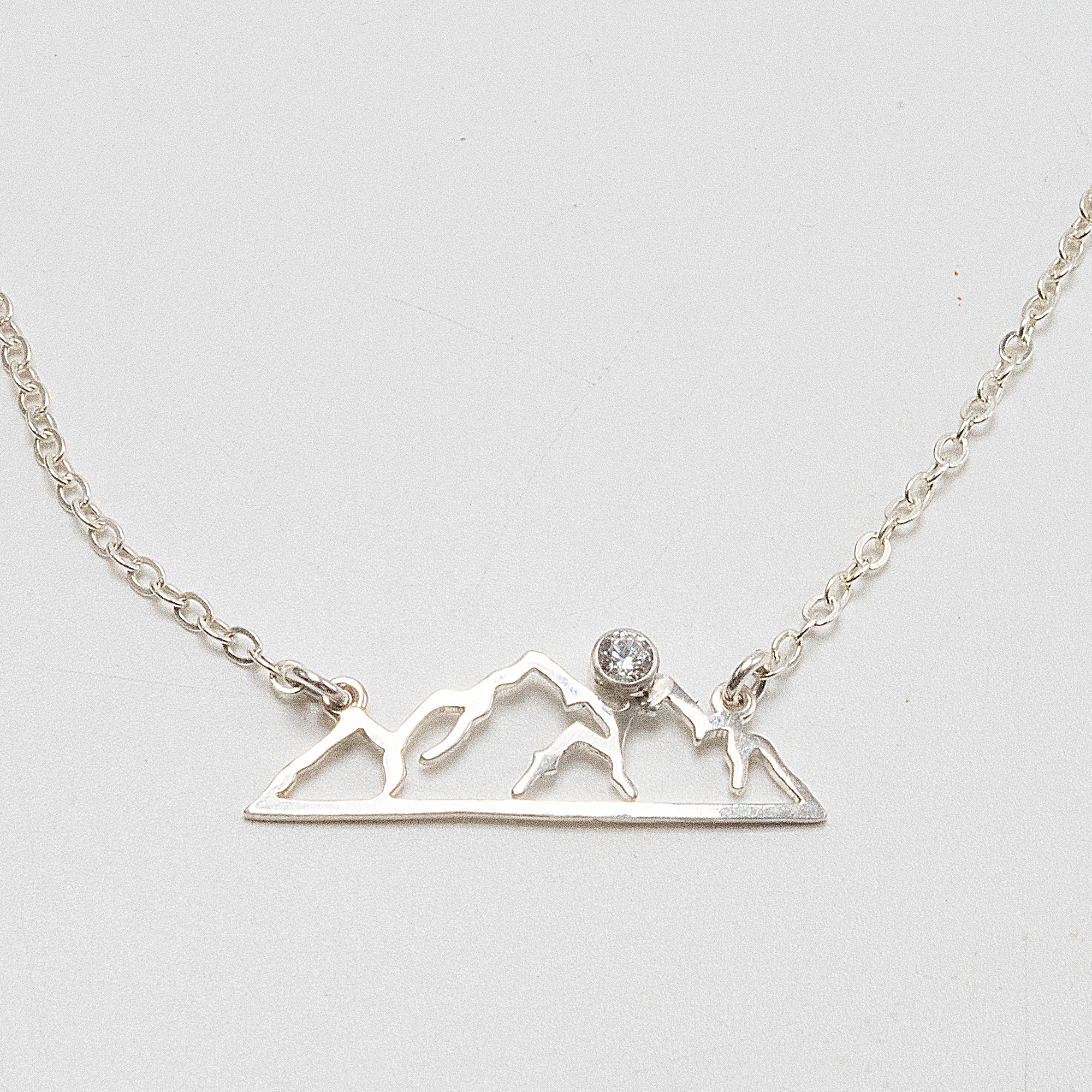 Silver Mountain Necklace, Bezel Set Sterling Silver Mountain Bar Necklace for Outdoor Lovers, Sterling Silver Mountain Necklace, Wanderlust Necklace - Image 2