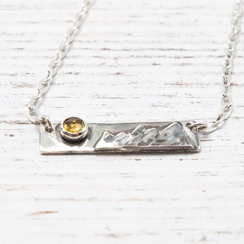 Silver Mountain Necklace, Bezel Set Sterling Silver Mountain Bar Necklace for Outdoor Lovers, Sterling Silver Mountain Necklace, Wanderlust Necklace - Image 3