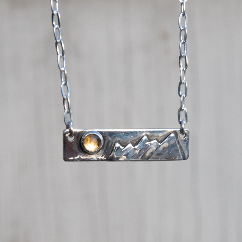 Silver Mountain Necklace, Bezel Set Sterling Silver Mountain Bar Necklace for Outdoor Lovers, Sterling Silver Mountain Necklace, Wanderlust Necklace - Image 5