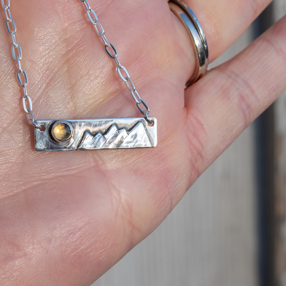 Silver Mountain Necklace, Bezel Set Sterling Silver Mountain Bar Necklace for Outdoor Lovers, Sterling Silver Mountain Necklace, Wanderlust Necklace - Image 6