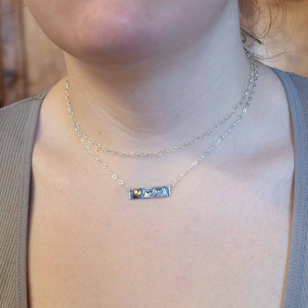 Silver Mountain Necklace, Bezel Set Sterling Silver Mountain Bar Necklace for Outdoor Lovers, Sterling Silver Mountain Necklace, Wanderlust Necklace - Image 7