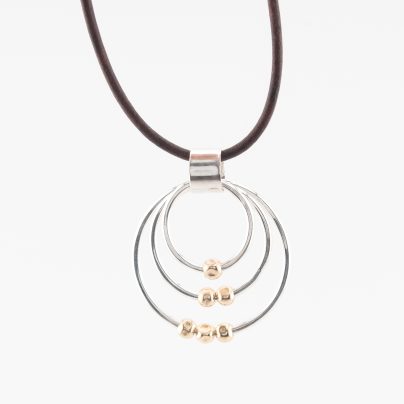 Large Mixed Metal Silver Pendant Necklace
