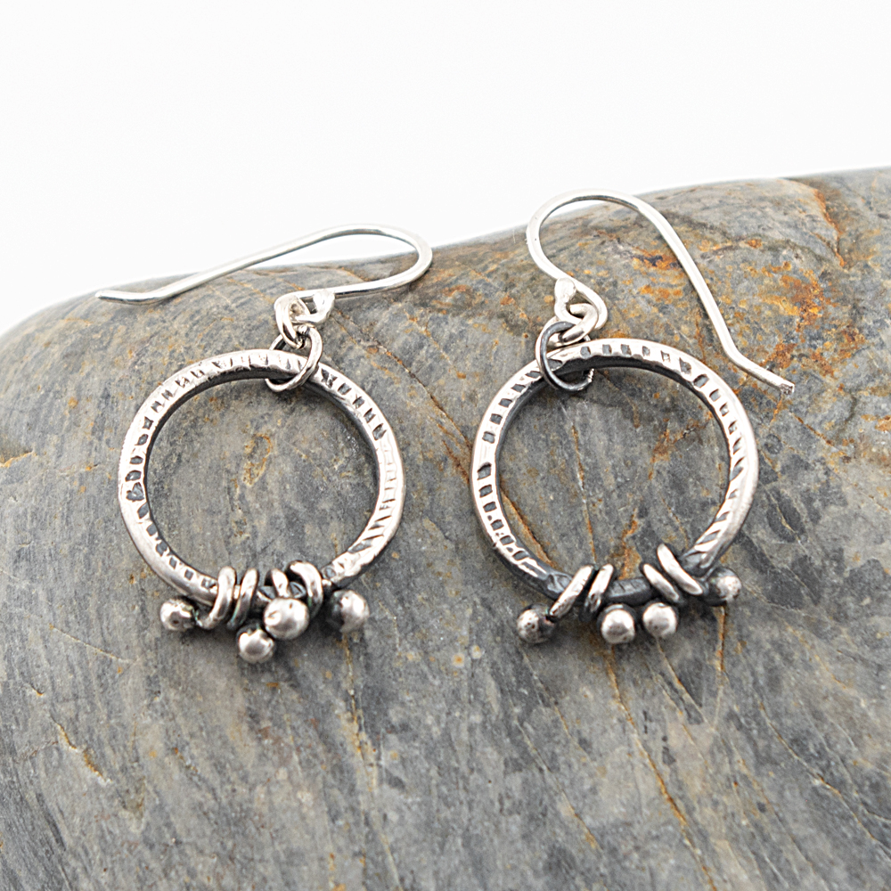 Sterling Silver Rustic Artisan Wrap Earrings - Image 2