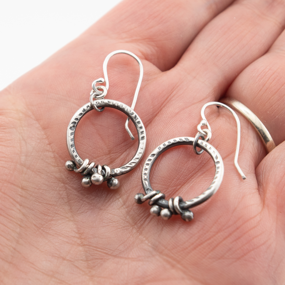 Sterling Silver Rustic Artisan Wrap Earrings - Image 3